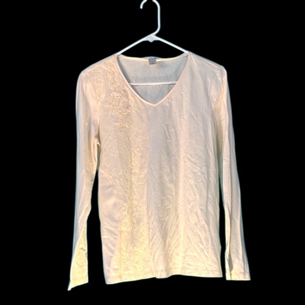 Christopher & Banks Cream Long Sleeve Top